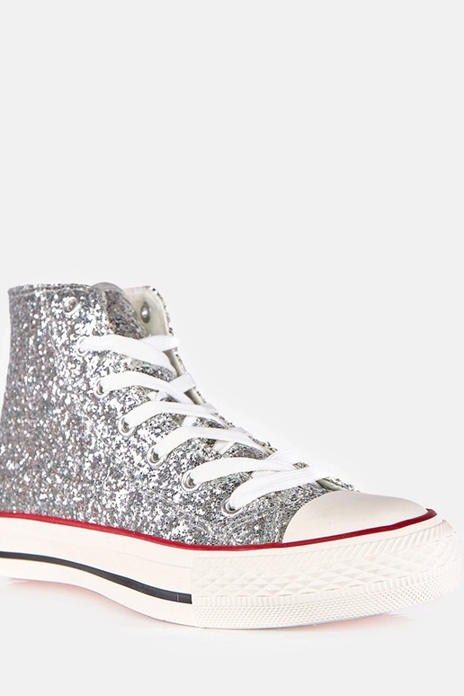 Strieborné dámske lesklé tenisky Klaudi