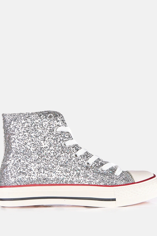 Strieborné dámske lesklé tenisky Klaudi