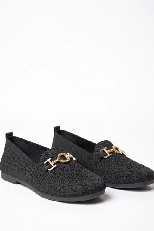 Čierne textilné mokasíny so zlatou...