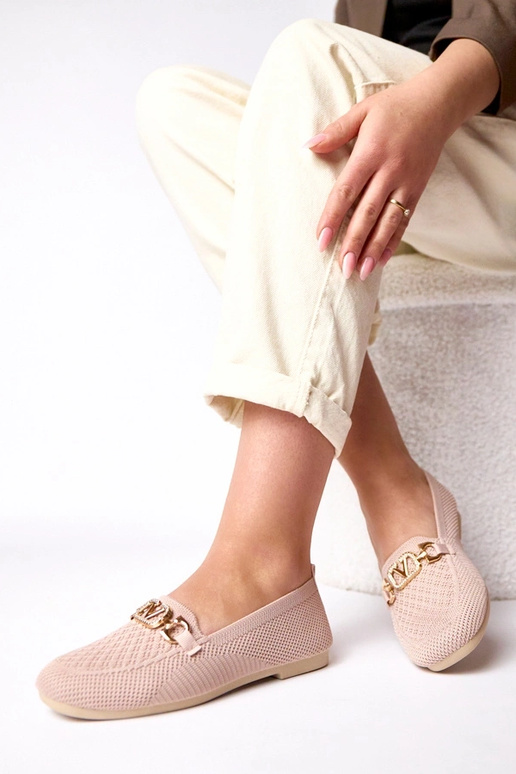 Ružové textilné mokasíny so zlatou...