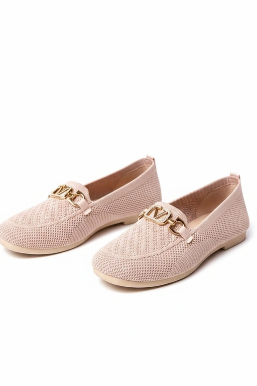 Ružové textilné mokasíny so zlatou...