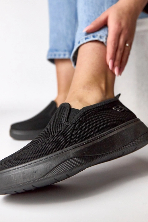 Čierne textilné tenisky na platforme...