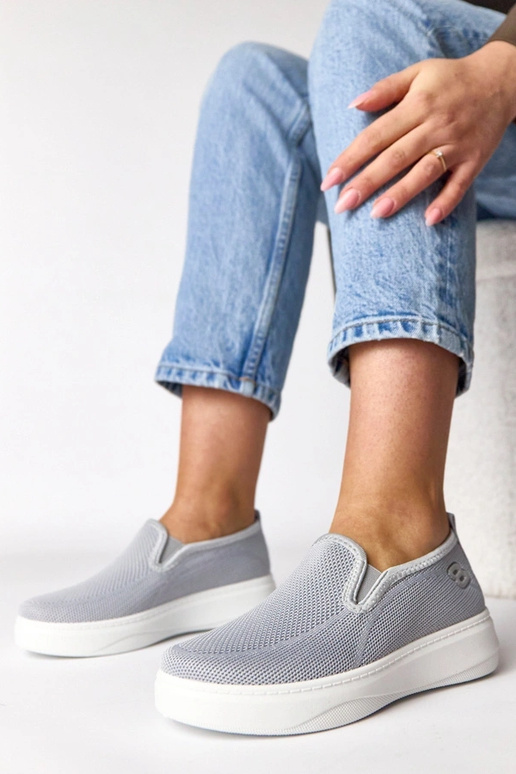 Sivé textilné tenisky na platforme...