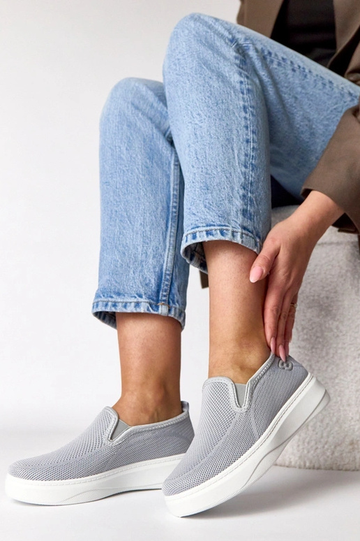 Sivé textilné tenisky na platforme...