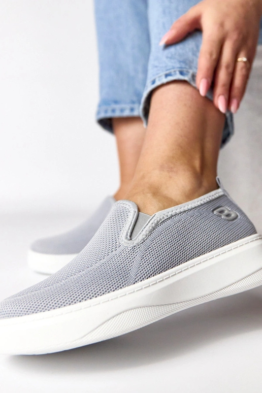 Sivé textilné tenisky na platforme...