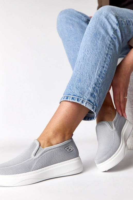 Sivé textilné tenisky na platforme...