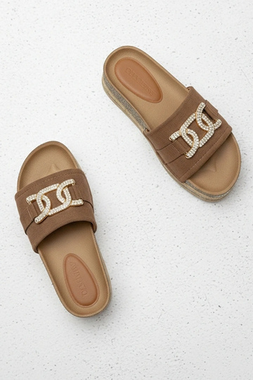 Hnedé platformové šľapky s...