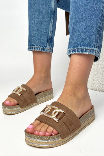 Hnedé platformové šľapky s... 2