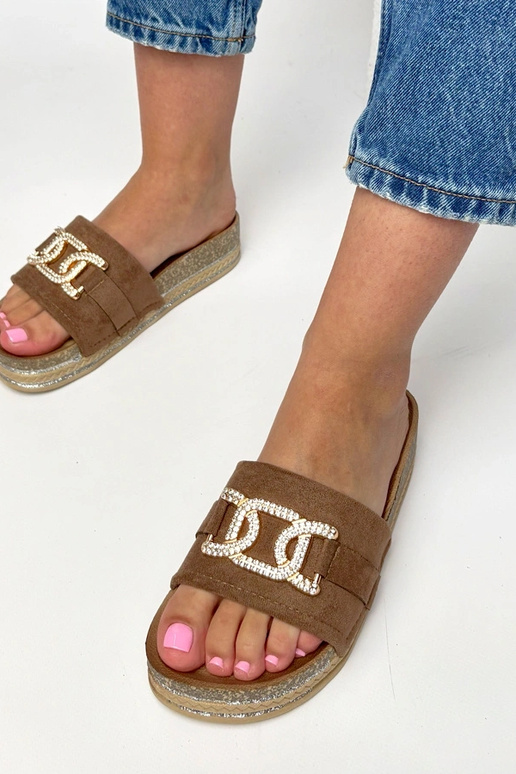 Hnedé platformové šľapky s...