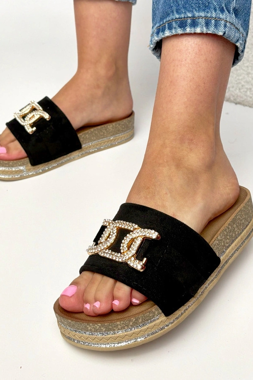 Čierne platformové šľapky s...