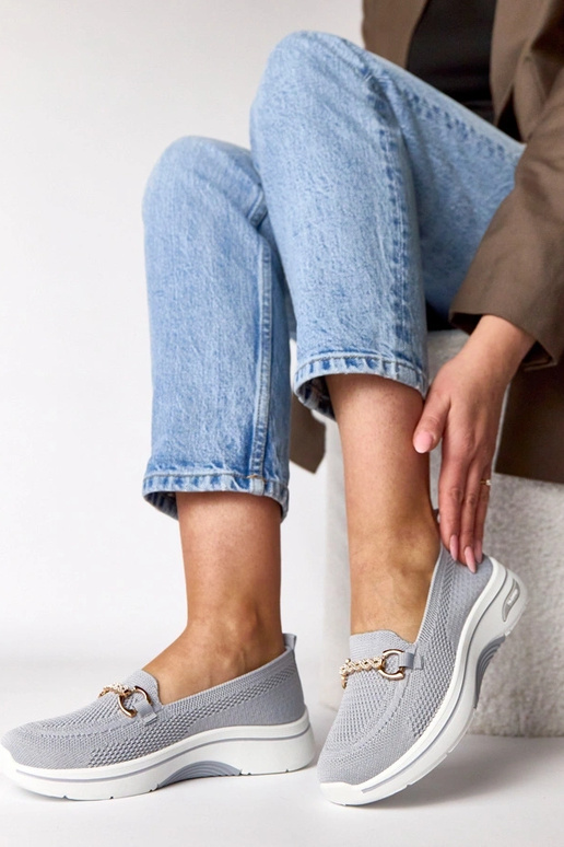 Sivé textilné tenisky so zirkónmi Gisele