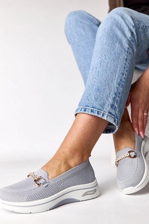 Sivé textilné tenisky so zirkónmi Gisele