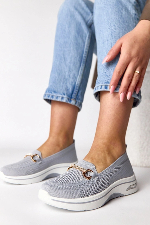 Sivé textilné tenisky so zirkónmi Gisele