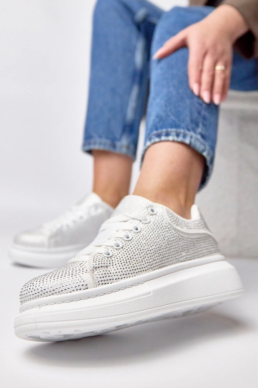 Biele tenisky na platforme zdobené...