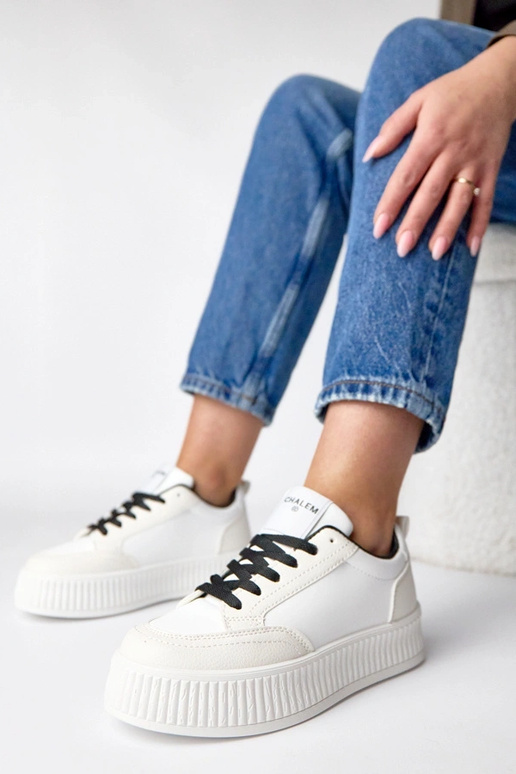 Bielo-čierne tenisky na platforme...