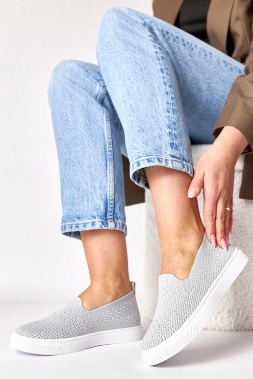 Sivé textilné tenisky so zirkónmi...