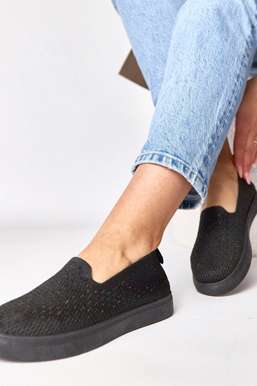 Čierne textilné tenisky so zirkónmi...