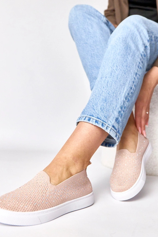 Ružové textilné tenisky s kryštálmi...