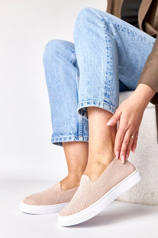 Ružové textilné tenisky s kryštálmi...