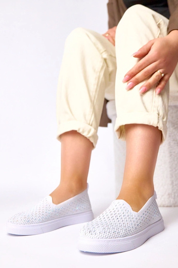 Biele textilné tenisky s...