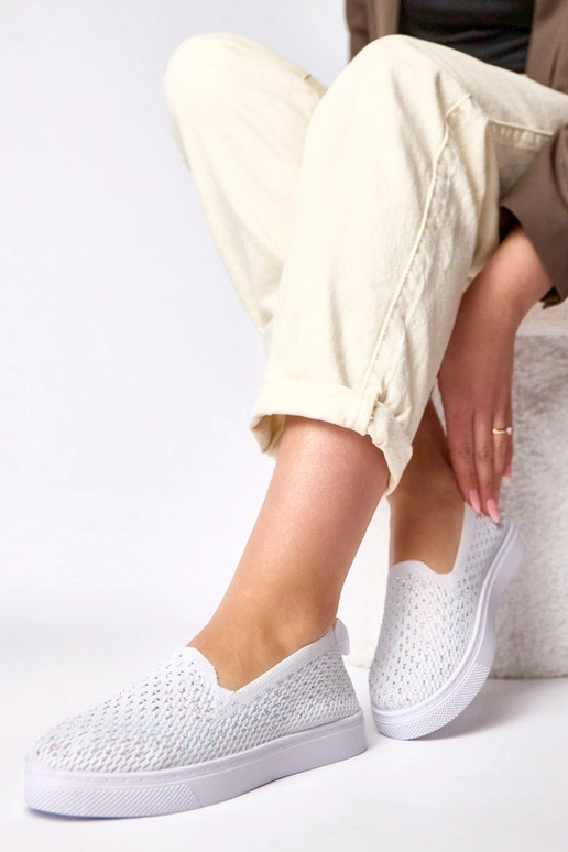 Biele textilné tenisky s kryštálmi...