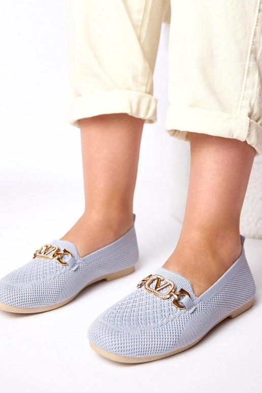 Šedé textilné mokasíny so zlatou...