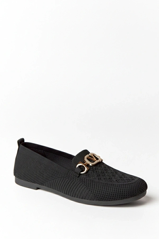 Čierne textilné mokasíny so zlatou...