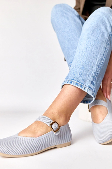 Šedé textilné baleríny s...