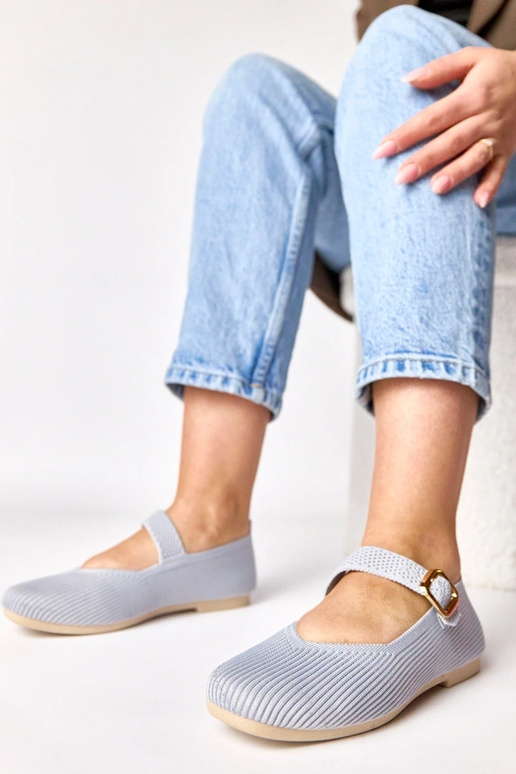 Šedé textilné baleríny s remienkom...