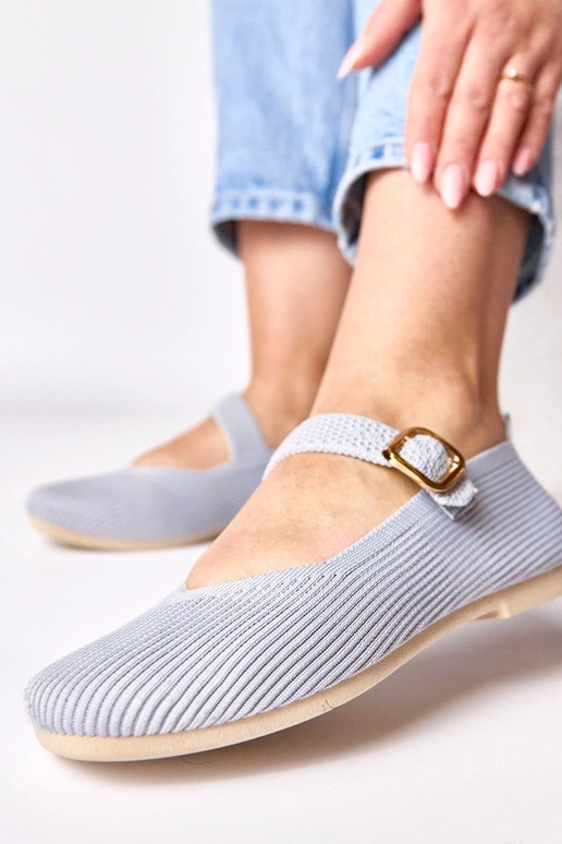 Šedé textilné baleríny s remienkom...