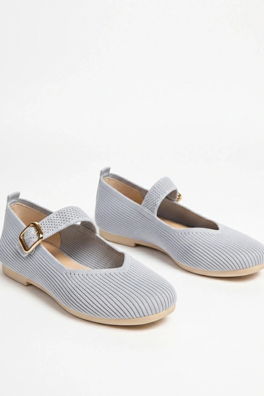 Šedé textilné baleríny s remienkom...
