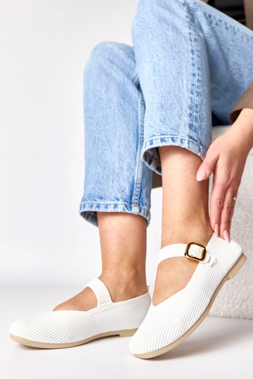 Biele textilné baleríny s... 2