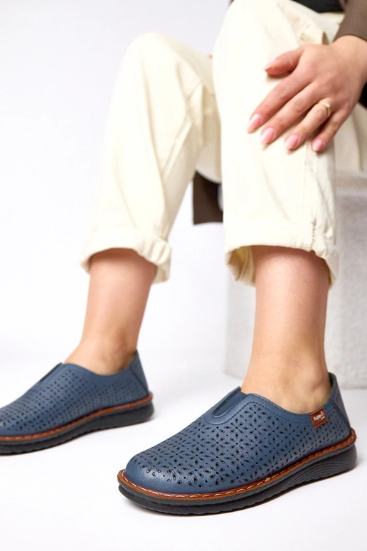 Tmavomodré perforované poltopánky Rosa