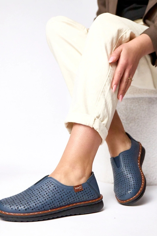 Tmavomodré perforované poltopánky Rosa