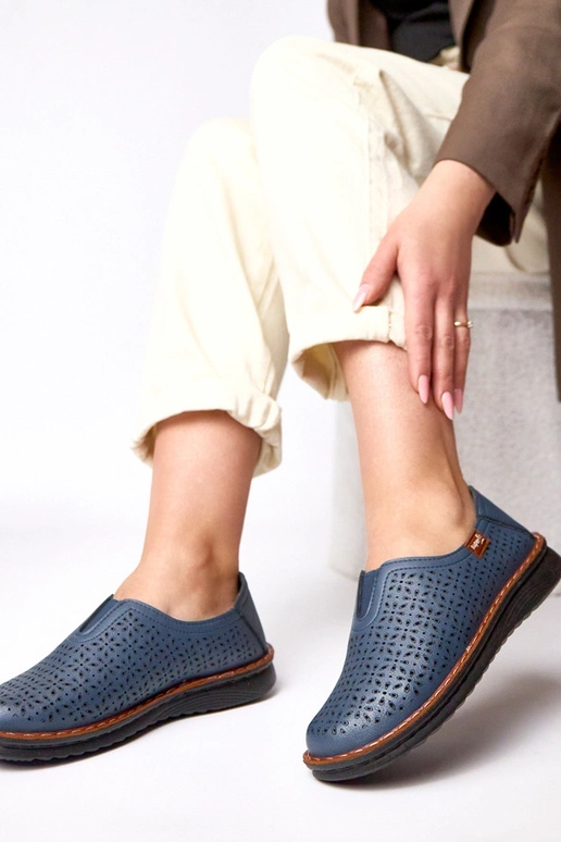 Tmavomodré perforované poltopánky Rosa