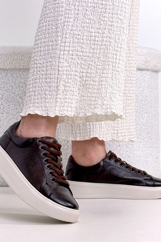 Hnedé kožené športové tenisky s...