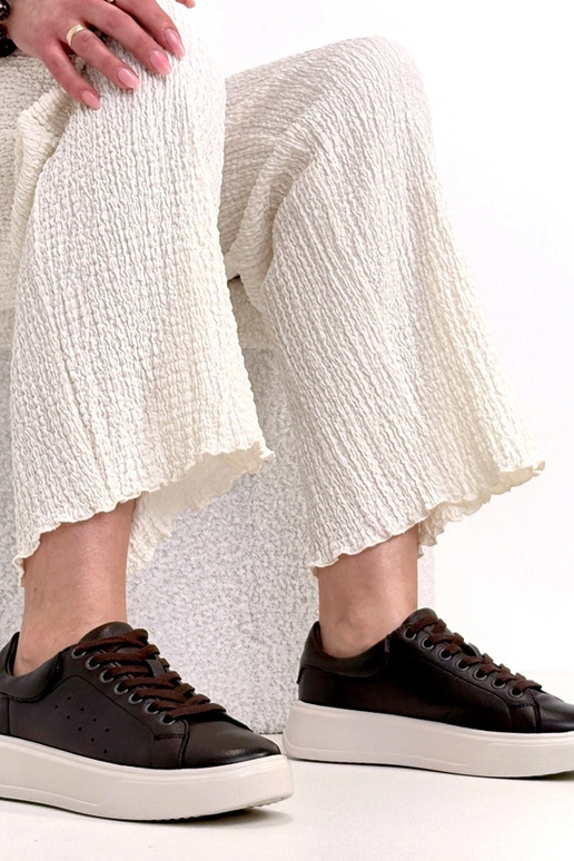 Hnedé kožené športové tenisky s...