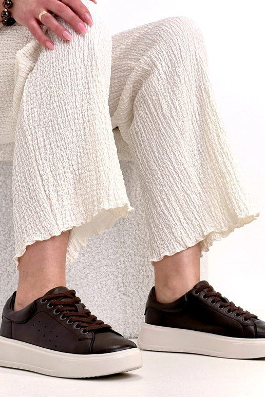 Hnedé kožené športové tenisky s...