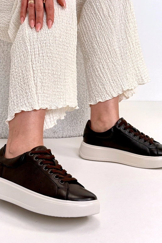 Hnedé kožené športové tenisky s...