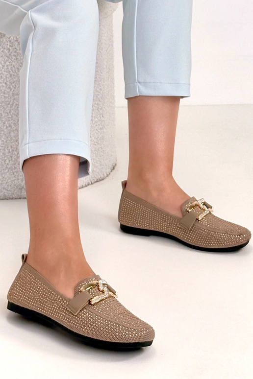 Hnedé mokasíny zdobené zirkónmi Penelope