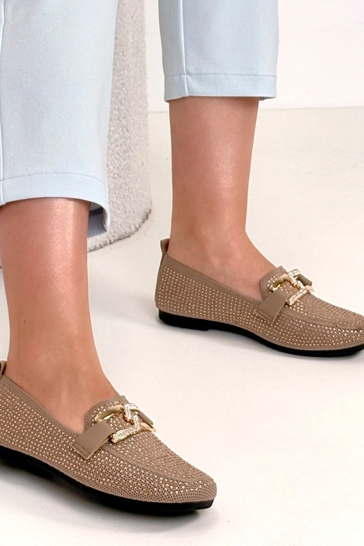 Hnedé mokasíny zdobené zirkónmi Penelope