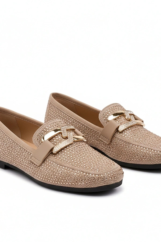 Hnedé mokasíny zdobené zirkónmi Penelope