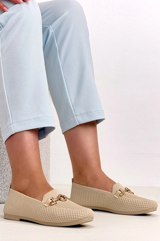 Pieskové textilné mokasíny so zlatou...