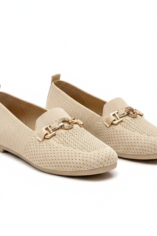 Pieskové textilné mokasíny so zlatou...
