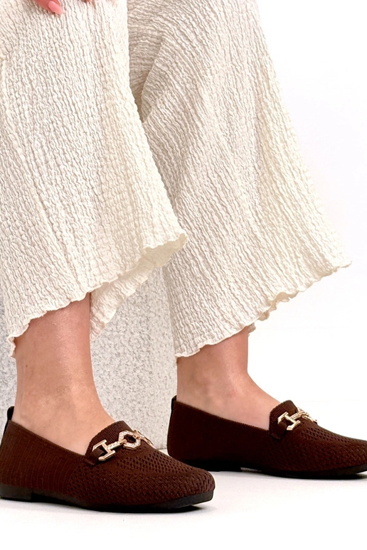 Hnedé textilné mokasíny so zlatou...