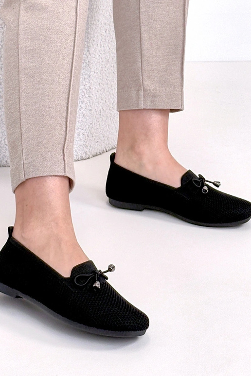 Čierne textilné mokasíny s mašličkou...