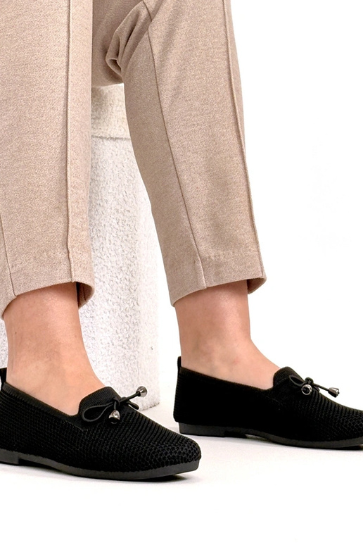 Čierne textilné mokasíny s mašličkou...