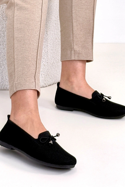 Čierne textilné mokasíny s mašličkou...