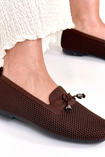 Hnedé textilné mokasíny s... 2