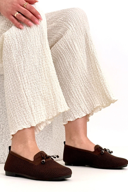 Hnedé textilné mokasíny s mašličkou...